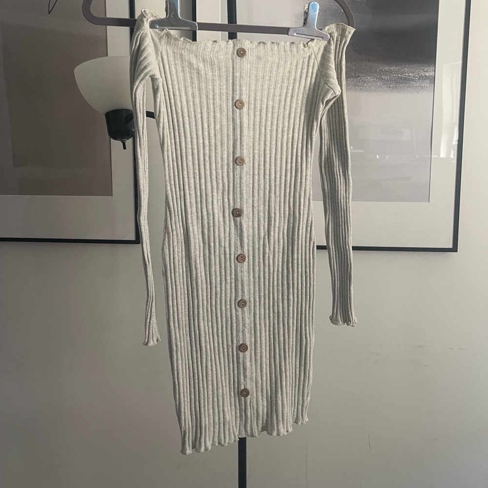 Long sleeve cream mini dress